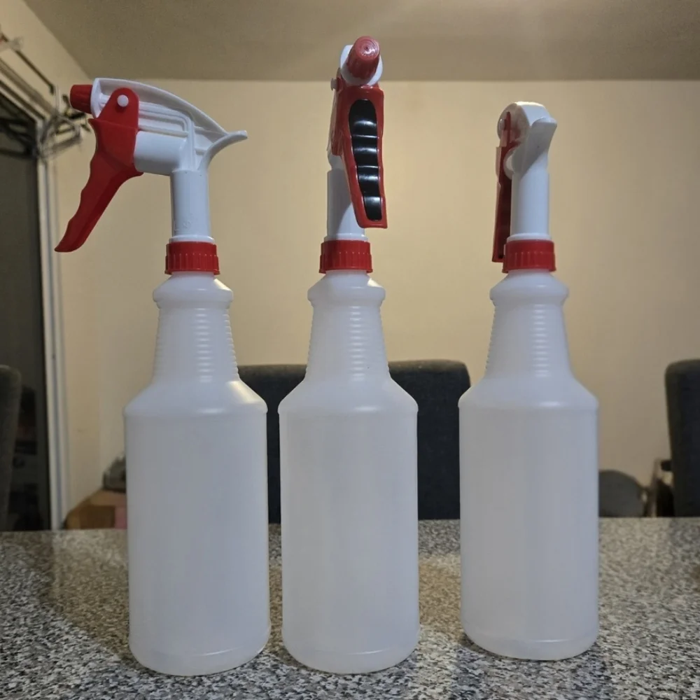 Set of 3 Red and White Heavy Duty Spray Bottles
